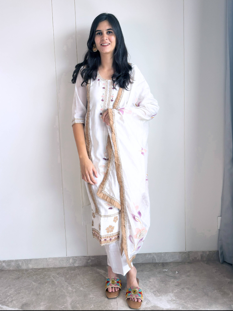 Elegant Jute Cotton 3 Piece Dress