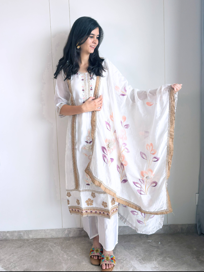 Elegant Mul Chanderi Palazzo Suit